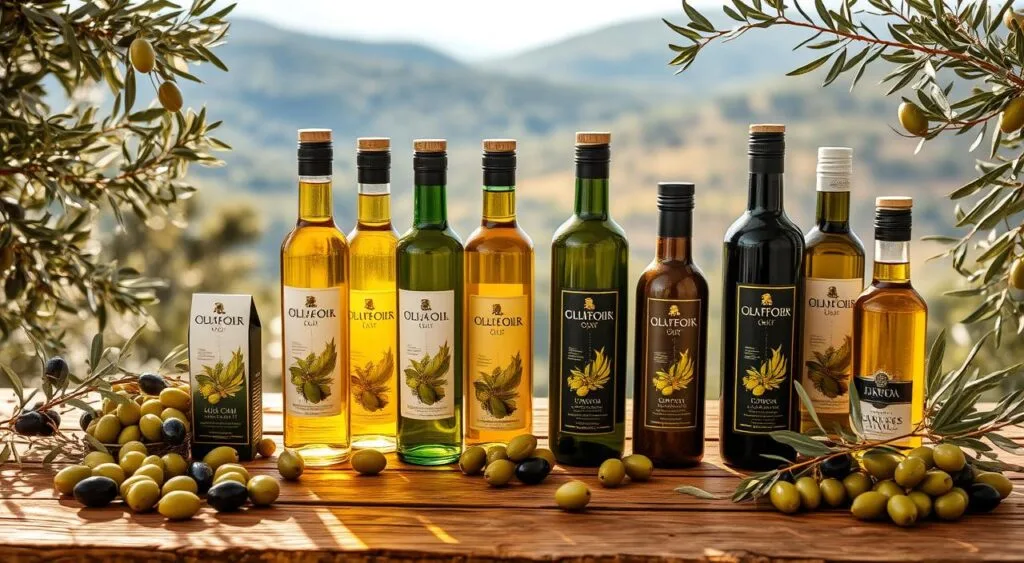 Greek Olive Oil: A Taste of the Mediterranean 3 Greek Olive Oil: A Taste of the Mediterranean Variety of Greek olive oils in bottles on a wooden table.